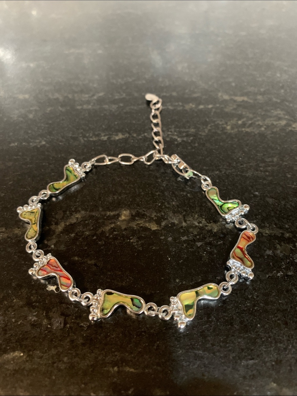 Multicolor Abalone Shell Feet Link Bracelet - Silver-Tone Women’s Accessory